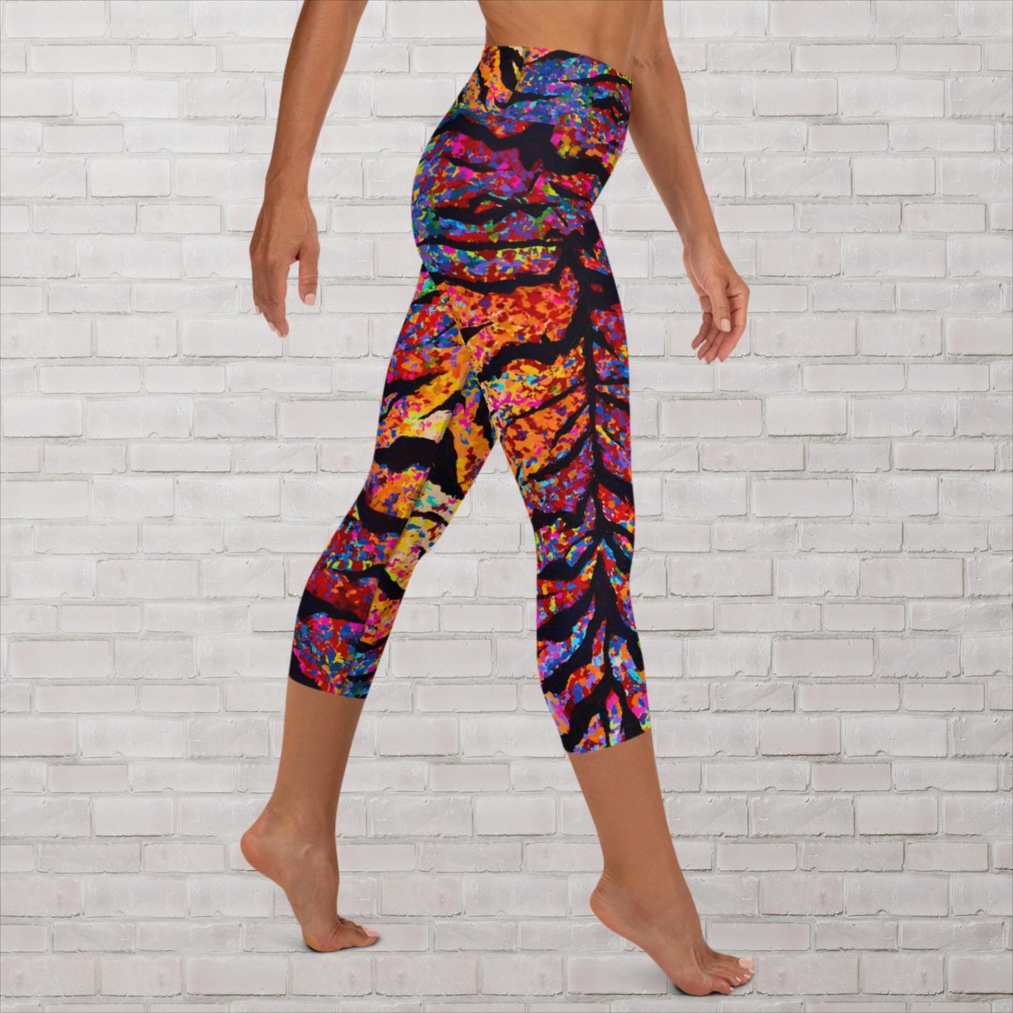 Tiger Stripe Yoga Capri Leggings
