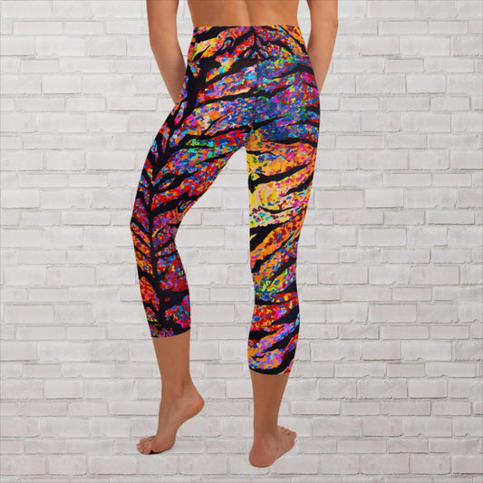 Tiger Stripe Yoga Capri Leggings