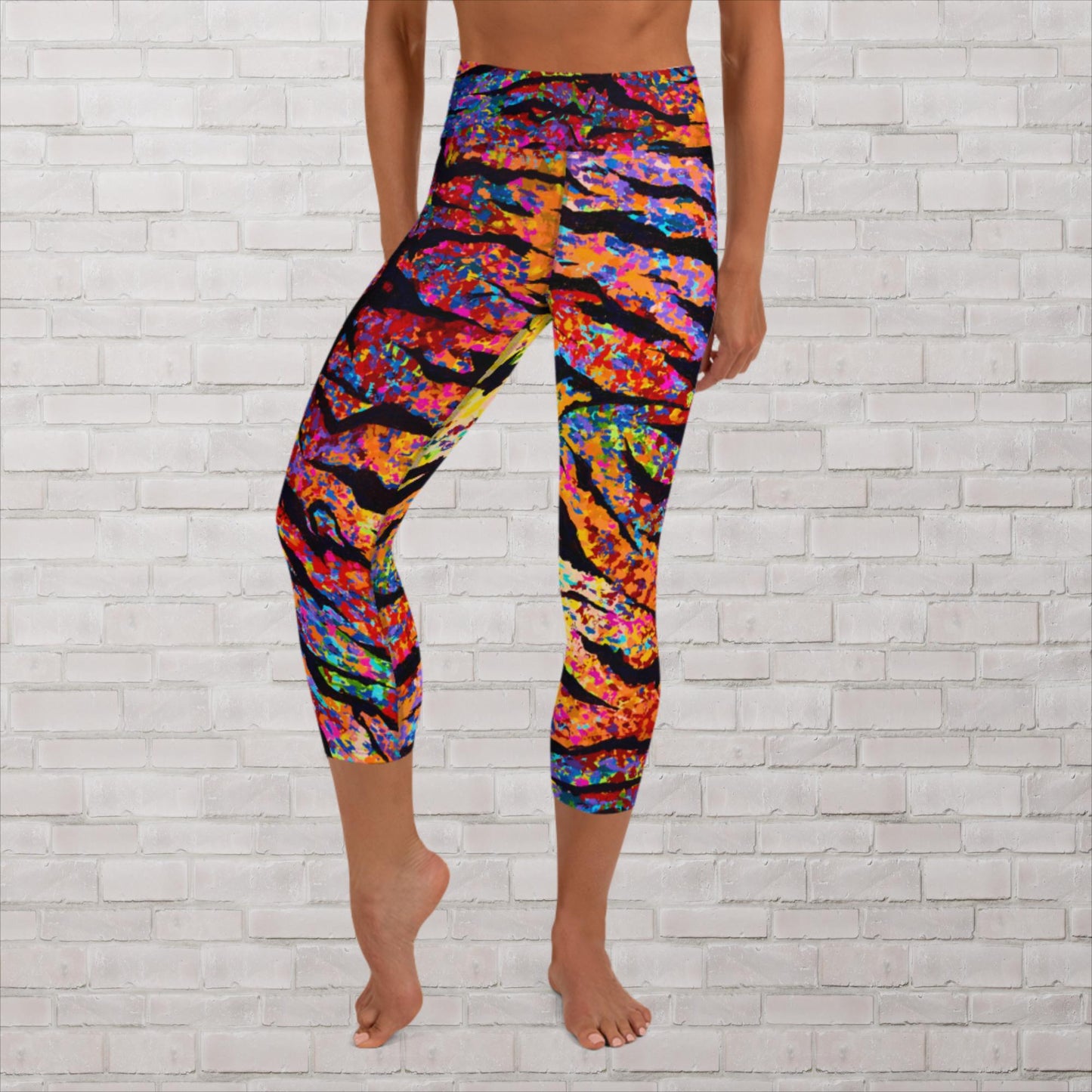 Tiger Stripe Yoga Capri Leggings